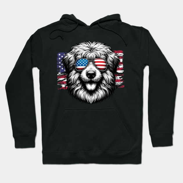 Sheepdog Patriotic Sunglasses American Flag 4th of July Hoodie by karishmamakeia